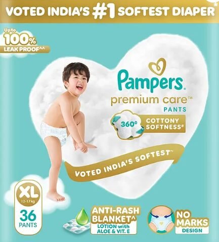 Pampers Premium Care Pants XL 36 | No Marks Design | India's Softest Diaper