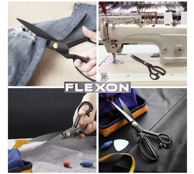 GEMSY Flexon 10 Inch Tailoring Scissors For Cloth Cutting, Sharp Fabric Sewing Carbon Stainless Steel Tailor Scissor, Best Multipurpose Shear For Office, Craft, Ladies, Vegetable Cutter - Image 2