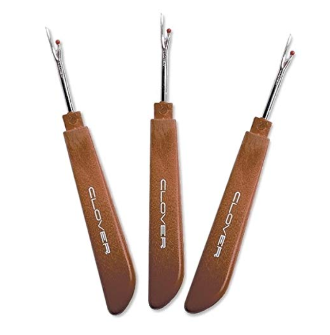GEMSY Seam Ripper Stitch Opener | Made of Stainless Steel with Wooden Finish handgrip Made of Plastic with Cap | Tailoring Accessories | Seam Ripper for Stitch Opening - Pack of 3