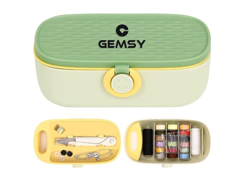 Gemsy Sewing Kit Box All in 1 | Tailoring Tools Combo with Accessories, Scissors, Thread, Needles, Measuring Tape | Sui Dhaga Portable, Stitching Items Box for Home, Ladies, Multipurpose, Travel, DIY