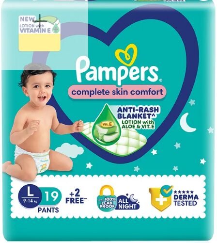 Pampers All round Protection Diaper Pants with Anti-rash Blanket Large (L) Size - 21 Pieces