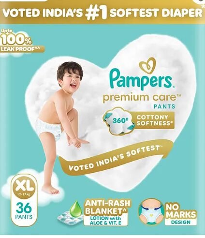 Pampers Premium Care Pants XL 36 | No Marks Design | India's Softest Diaper