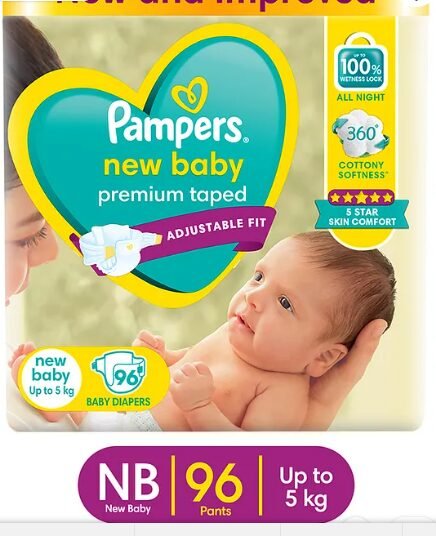 Pampers Active Baby Taped Style Diaper Pants (New Born XS) - 96 Pieces