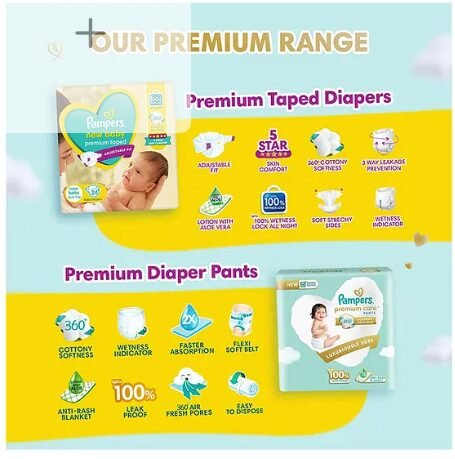 Pampers Active Baby Taped Style Diaper Pants (New Born XS) - 96 Pieces - Image 2