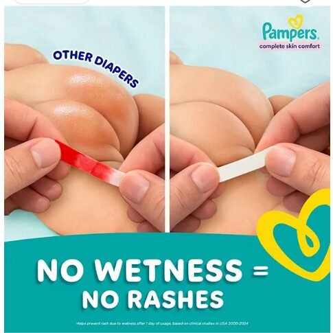 Pampers Complete Skin Comfort Pants, Anti-rash blanket, Lotion with Vitamin E & Aloe Vera, Extra Large size baby Diapers, (XL) 168 Count, 12-17 kg - Image 2