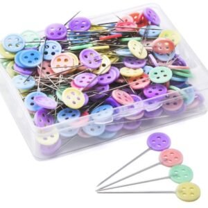 Gemsy Button Pins Set - Button Head Dressmaking pins Sewing Essentials Stainless Steel Craft DIY Sewing Garment pins Rust-Resistant Tailoring Tools Sewing Accessories Straight Sewing Fabric pin