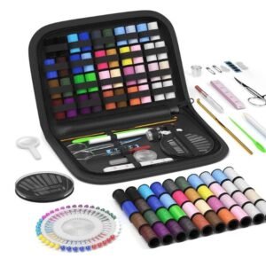 Gemsy Premium Sewing Kit Box for All Sizes, Tailoring Tools Combo with Accessories, Scissors, Thread, Needles, Inch Tape, Sui Dhaga Portable, Stitching Items Box for Home, Multipurpose, Travel, DIY (SK-128)