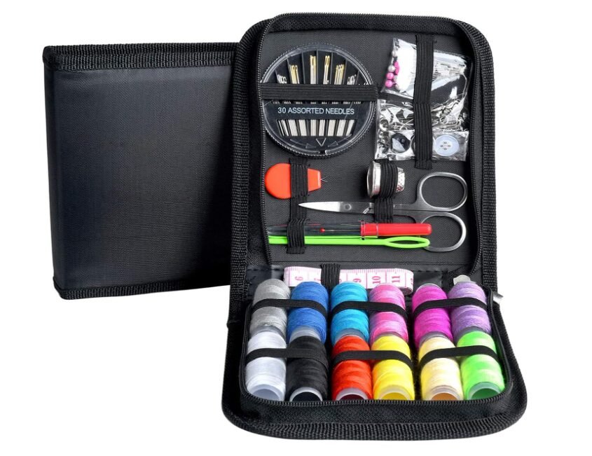 Gemsy Premium Sewing Kit Box Small Size | Tailoring Tools Combo with Accessories,Scissors,Thread, Needles,inch Tape | Sui Dhaga Portable | Stitching Items Box for Home, Multipurpose, Travel, DIY
