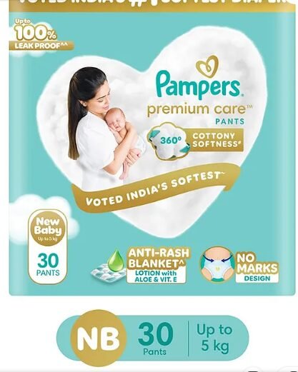 Pampers Premium Care Pants NB 30 | No Marks Design | India's Softest Diaper - Image 2