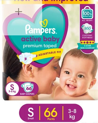Pampers Active Baby Taped Diapers Small Size - 66 Pieces