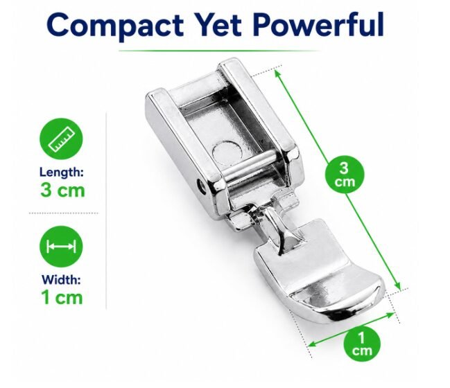 Zenith Narrow Zipper Foot Presser Foot for Automatic Sewing Machines | Snap-On Metal Sewing Foot | Compatible with Singer, Usha, Brother, Janome & Other Domestic Machines | (Narrow)