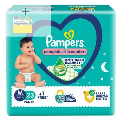 Pampers All round Protection Diaper Pants with Anti-rash blanket Medium (M) Size - 24 Pieces