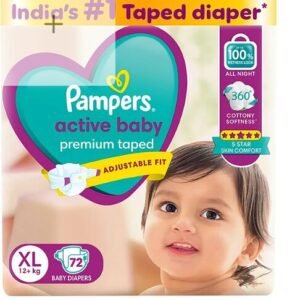 Pampers Active baby Tape Style Baby Diapers, Extra Large (XL), 72 Count, 12+ kg, Adjustable Fit with 5 Star Skin Protection Diapers