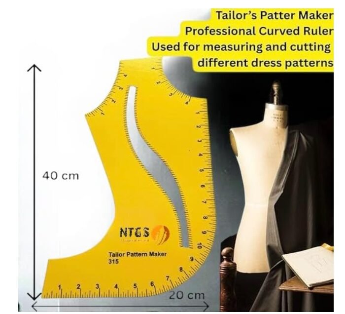 NTGS Tailor Pattern Maker Ruler Set of 3, French Curve and Hip Curve, Yellow and Orange, Professional Sewing Tools - Image 2