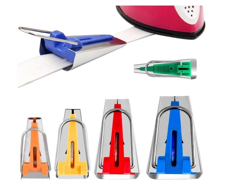 HASTHIP Bias Tape Maker Set 5 Sizes 1/4-1in Fabric Tool for DIY Sewing | Quick Tape Folding for Tailoring Tasks, Smooth Operation, Durable Build for Daily Stitching, Handy Kit for Fabric Projects