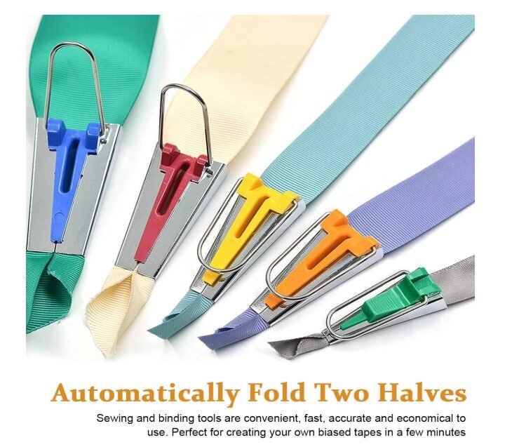 HASTHIP Bias Tape Maker Set 5 Sizes 1/4-1in Fabric Tool for DIY Sewing | Quick Tape Folding for Tailoring Tasks, Smooth Operation, Durable Build for Daily Stitching, Handy Kit for Fabric Projects - Image 2