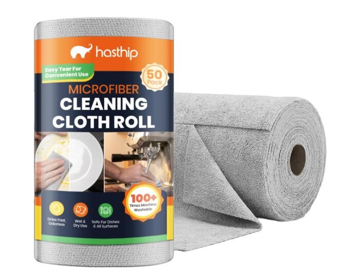 HASTHIP® 50-Count Microfiber Cleaning Cloth Multipurpose Cleaning Cloth Roll Pre-Cut Tear Away Microfiber Cleaning Cloth Roll Kitchen Cloth for Cleaning Highly Absorbent Reusable | Roll Pre-Cut Tear Away Microfiber Cleaning Cloth Roll Kitchen Cloth for Cleaning Highly Absorbent Reusable
