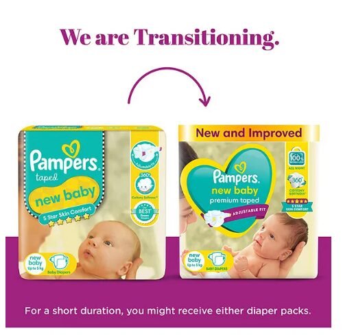 Pampers Active Baby Diapers, New Born, Extra Small, (NB, XS) size, 72 Count, Taped style diape - Image 2