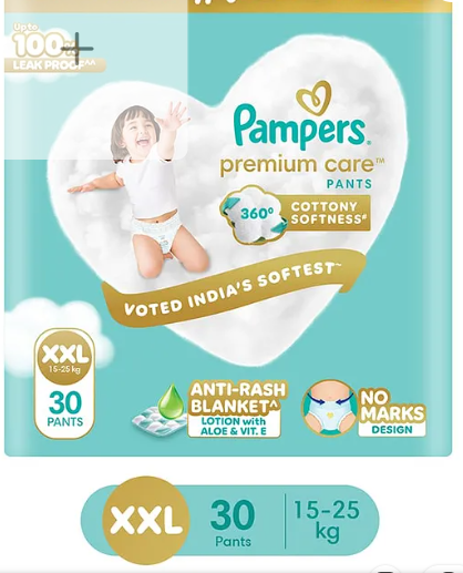 Pampers Premium Care Pants XXL 30 | No Marks Design | India's Softest Diaper - Image 2