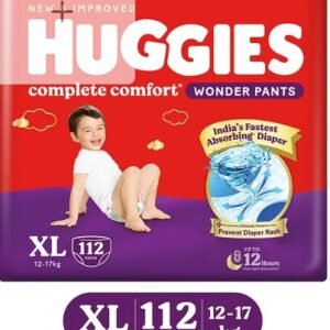 Mom's Pick Huggies Complete Comfort Wonder Pants, India's Fastest Absorbing Diaper | XL Size, 112 Diapers