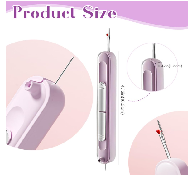HASTHIP® 2 in 1 Needle Threader Seam Ripper, Automatic Sewing Tool Purple | Easy Threading and Stitch Opening, Reduces Hand Strain, Steel Blade, Compact Purple Body, for Sewing Quilting - Image 3