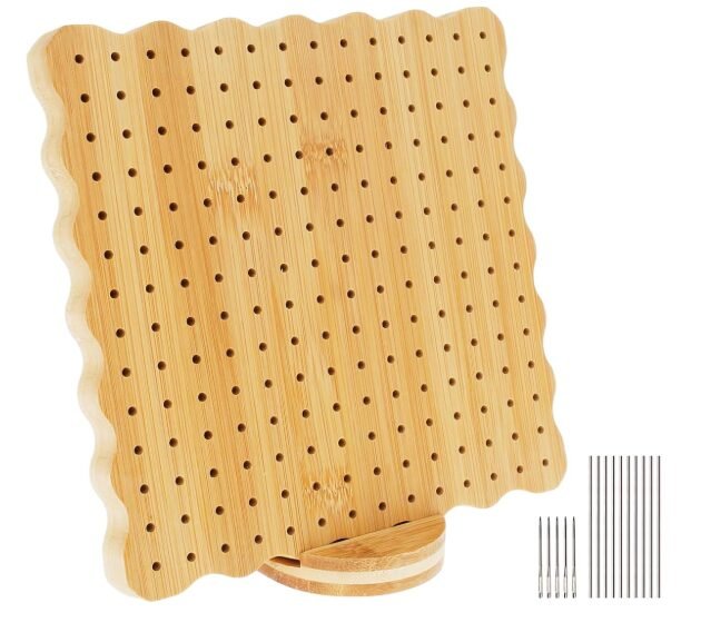 HASTHIP® Crochet Blocking Board with Pins, 7.7" Blocking Board for Crocheting Knitting, Bamboo Granny Square Blocking Boards for Crochet Projects, Wooden Crocheting Gifts for Crocheters | Helps Shape Crochet Squares, Speeds Drying, Smooth Bamboo Build, Stable Pin Layout, Handy for Daily Craft Use