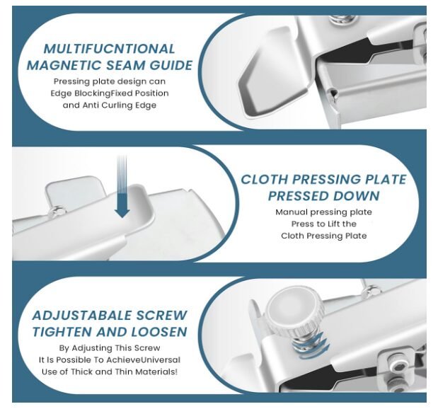 HASTHIP ® Seam Guide for Sewing Machine Magnet Seam Guide for Sewing Straight Lines Metal Attachment Seam Guide Universal Seam Guide Hem Guide for Mechanical Sewing Machine,Silver - Image 3