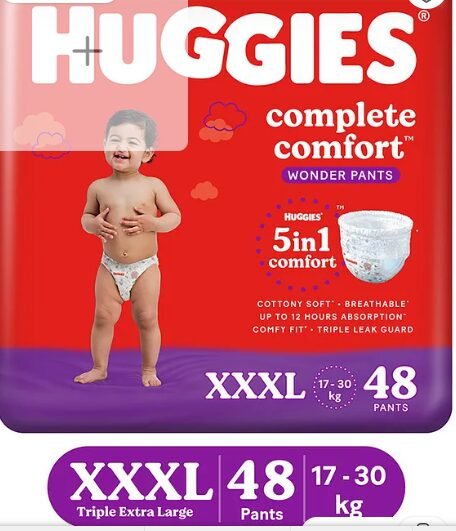 Huggies Complete Comfort Wonder Pants Triple Extra Large XXXL Baby Diaper Pants with 5 in 1 Comfort - 48 Pieces