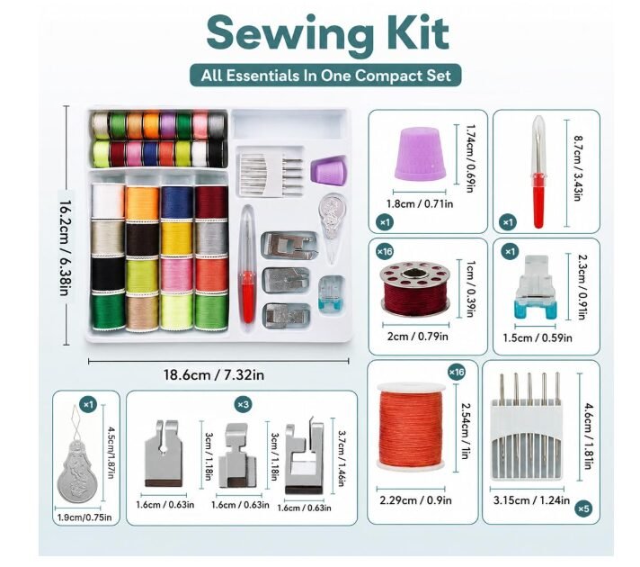 HASTHIP® Sewing Kit Box with Thread Spools Needles for Sewing Machine Set | Hobby kits for adults featuring presser feet and plastic storage case for creative DIY stitching work. - Image 2
