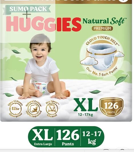 Mom's Pick Huggies Natural Soft Premium Baby Diaper Pants Extra Large - 126 Pieces