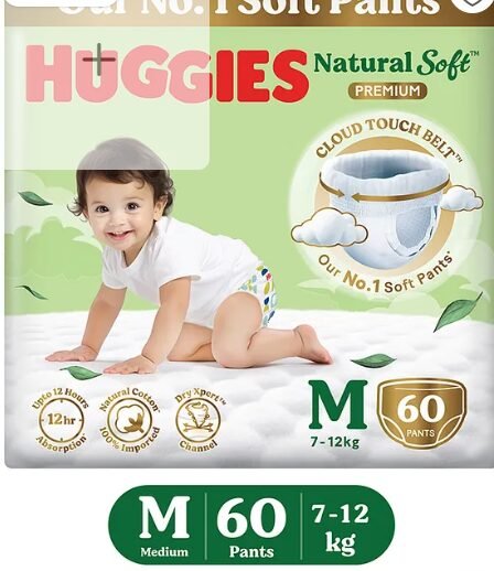 Huggies Natural Soft Premium Baby Diaper Pants Medium - 60 Pieces