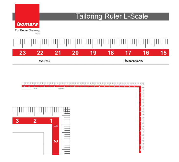 Isomars Tailoring Ruler L-Scale 14"x24"-White - Image 2
