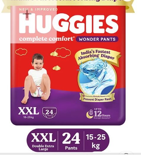 Huggies Complete Comfort Wonder Pants, India's Fastest Absorbing Diaper | XXL Size, 24 Diapers