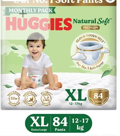 Huggies Natural Soft Premium Baby Diaper Pants Extra Large - 84 Pieces