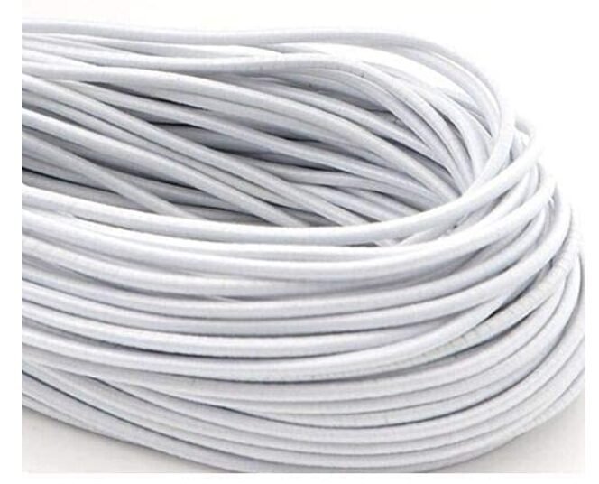 BOBBINY Round Elastic Cord for Scrunchies | 2MM Stretch Cord for Hair Ties, Sewing & DIY Projects | Strong & Soft Elastic Band 10 Meter (White)