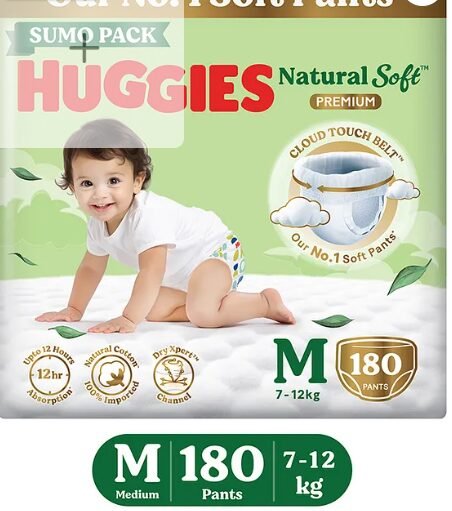 Huggies Natural Soft Premium Baby Diaper Pants Medium - 180 Pieces