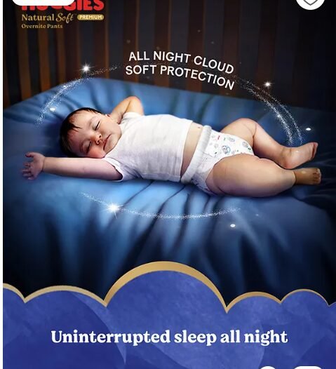 Huggies Natural Soft Overnite Diaper Pants| Premium Pant Style Baby Diapers Large Size (L Size | 9-14 Kgs) , 34 count| Keeps baby dry all night with cloud softness all over - Image 2