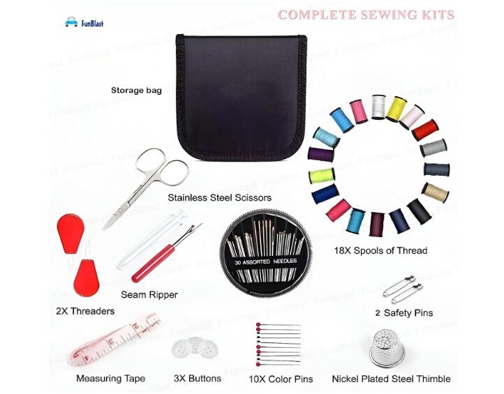 unBlast 67 Pcs Sewing Kit, Needle and Thread Box, Small & Portable Travel Sewing Kits Box, Tailoring Accessories, Emergency Stitching Kit, Travel Sewing Box, Stitching Items Box for Home, Ladies - Image 2