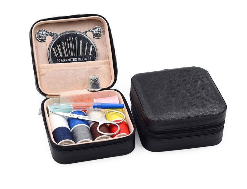 FunBlast Sui Dhaga Kit - Needle and Thread Box, Small & Portable Travel Sewing Kit With Small Scissor, Thread Set, Tailoring Accessories, Emergency Stitching Kit (Black)