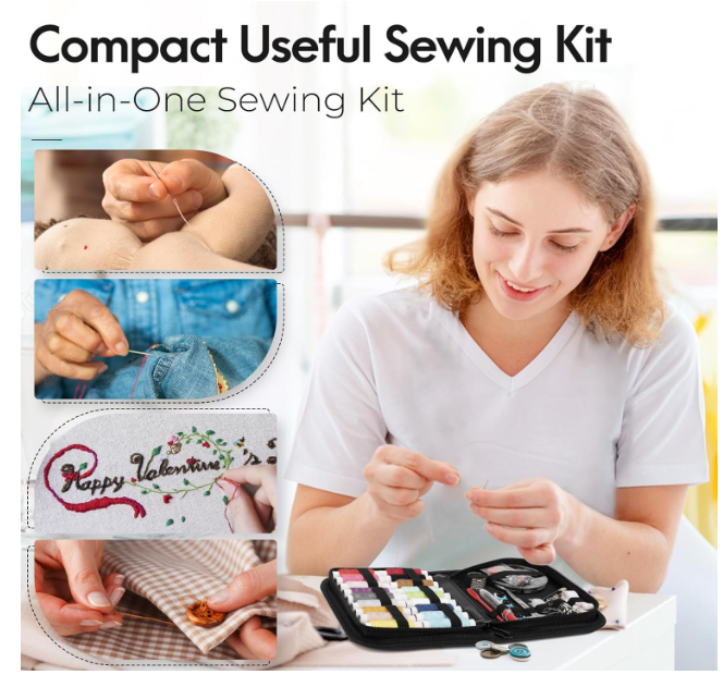 FunBlast Sewing Kit - 112 Pcs Needle and Thread Box, Small & Portable Travel Sewing Kits Box, Tailoring Accessories, Emergency Stitching Kit, Travel Sewing Box, Stitching Items Box for Home, Ladies - Image 3