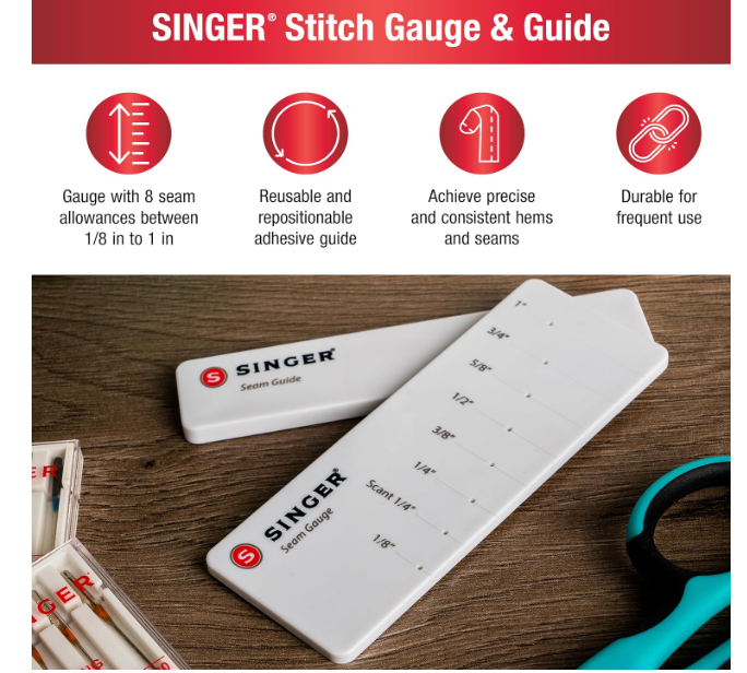 SINGER Stitch Gauge & Guide - Seam Measuring Tool for Machine Sewing - Image 2