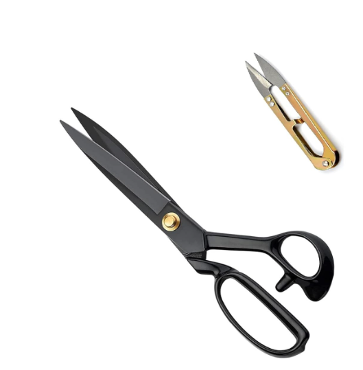 JAGGER Black Color Premium Professional Scissor with Rubber Handle Grip Used for Tailoring Sewing Cutting Clothes Paper Size 10 inch (Free Thread Cutter), Silver - Set of 1