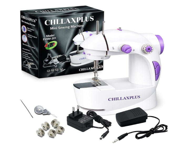 CHILLAXPLUS Stitching Machine for Home Tailoring - Portable Tailor Machine for Home with Foot Pedal - Mini Silai Machine - Easy to Use, Ideal for DIY & Repairs, White