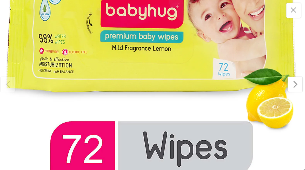 Babyhug Premium 98% Water Baby Wet Wipes with Lemon Scent - 72 Pieces