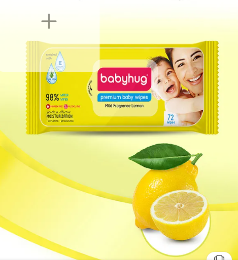 Babyhug Premium 98% Water Baby Wet Wipes with Lemon Scent - 72 Pieces - Image 3