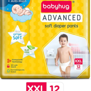 Babyhug Advanced Pant Style Diapers XXL - 12 Pieces, Honeycomb Technology, Cottony Soft Diaper with 3D Leak Guard, Latex & Alcohol Free, Anti-rash & Gentle