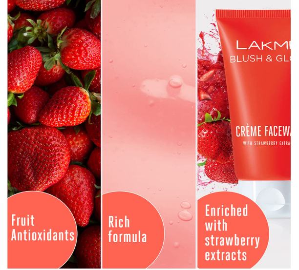 Lakme Strawberry Creme Face Wash 100 g - Image 3