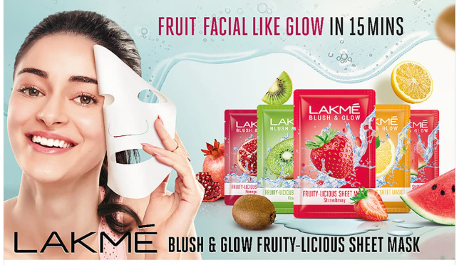 Lakme Blush & Glow Sheet Mask|| Pack of 5|| Fruit Facial Like Glow! - Image 2