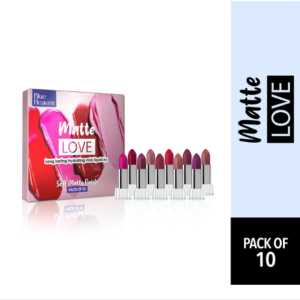 Blue Heaven Matte Love Mini Lipsticks pack of 10 | Long Lasting, Hydrating & Moisturizing Mini Roll on Lipsticks for Women | Soft-Matte Finish | 13g