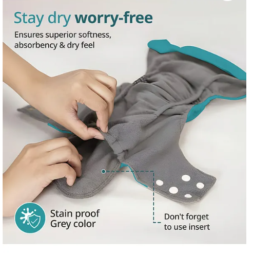 LuvLap Reusable Baby Cloth Diapers Combo Pack of 5 - Multicolor - Image 2